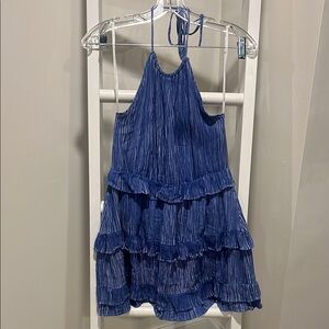 Lulus Blue Halter Backless Ruffle Dress